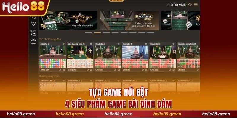 Top 4 siêu phẩm game bài đình đám nhất